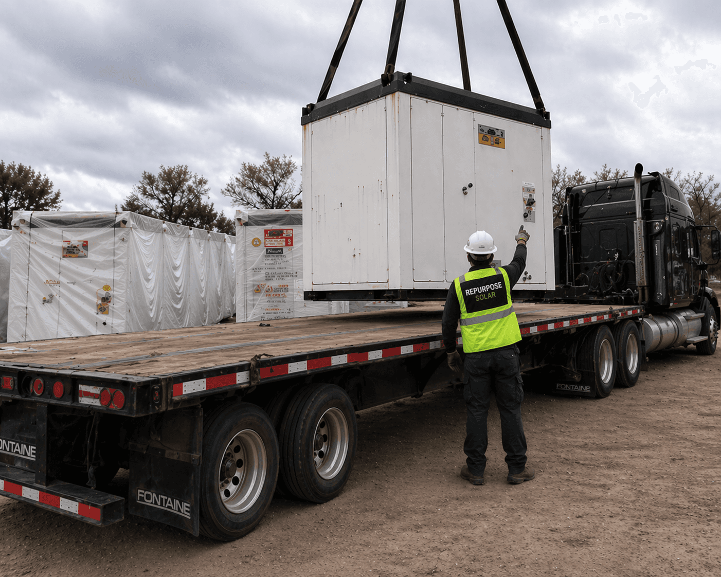 Repurpose Solar crew coordinating utility-scale battery system removal